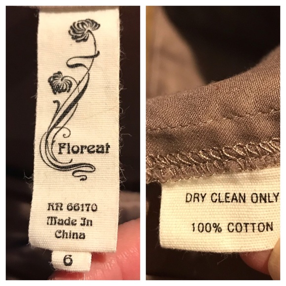Anthropologie Cotton Taupe Embroidered floral top - Picture 8 of 8